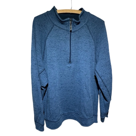 Men’s Large Tommy Bahama Quarter Zip Long Sleeve Blue Pullover Shirt Cotton - Picture 1 of 7